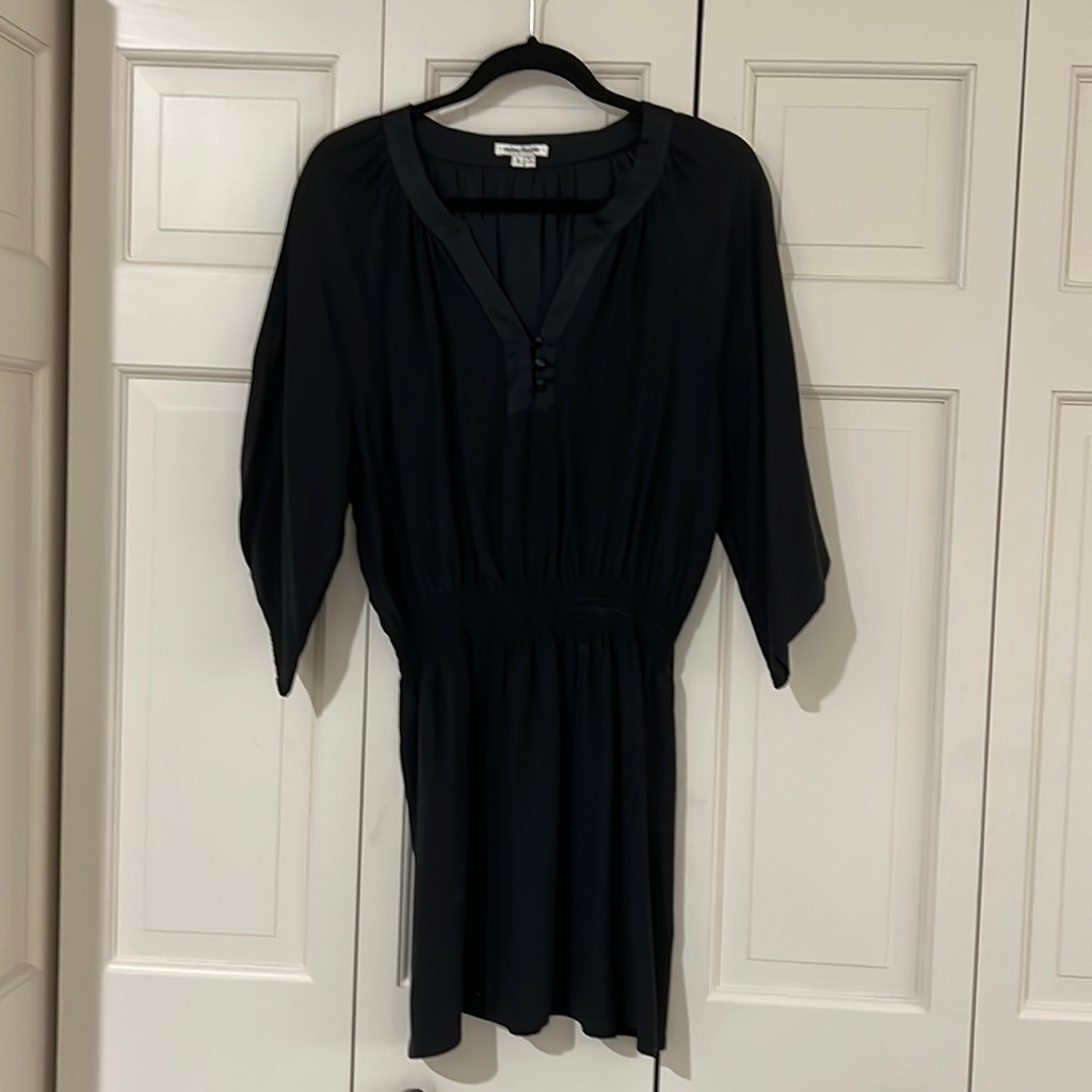 Cream Fraiche Black 100% Silk Dress Or Top
